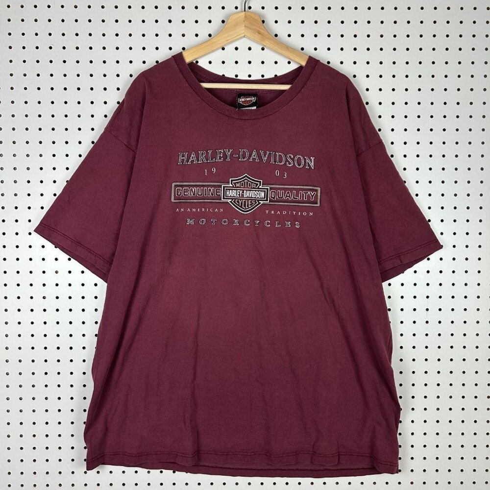 Harley Davidson Biker T Shirt 2XL Maroon Motorcycle Peterson's MIAMI Florida Y2K